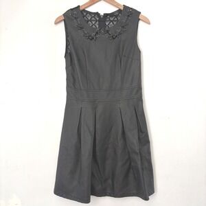 Black Faux Leather Pleat Dress Lace Back Lace Up‎ Neckline Goth Grunge Women L